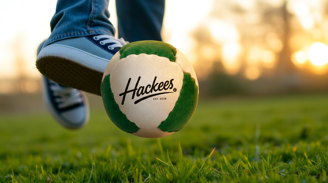 Friends playing hacky sack together